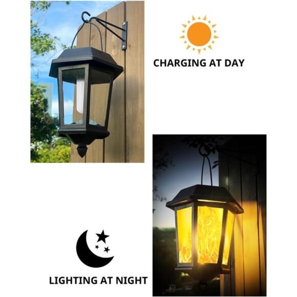 Solar Lanterns Outdoor Waterproof, Hanging Solar Lights with Glass Shade - 2 - Picture 5 of 7